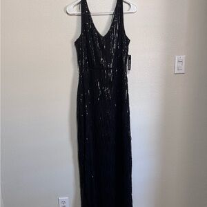R&M Richards Black Sequin Maxi Dress